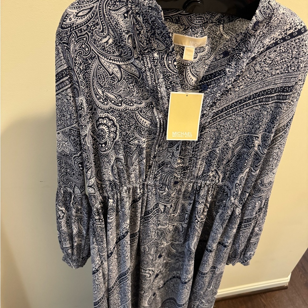 Michael Kors Blue and White Paisley Dress